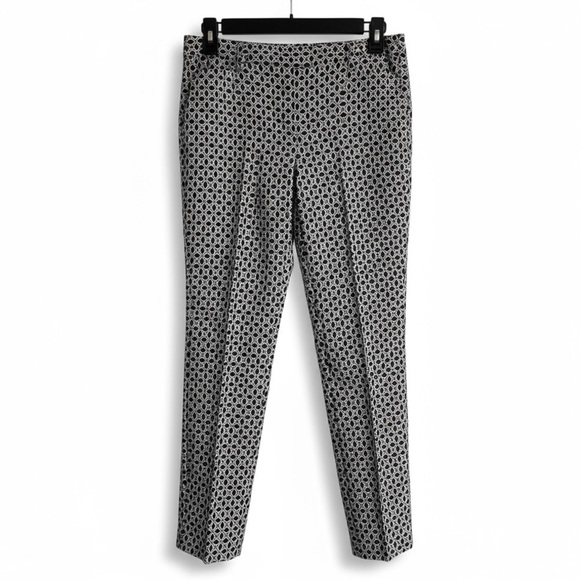 Talbots Pants - NWT Talbots Hampshire Ankle Pants Navy White Circle Geo Print Cotton Stretch 10
